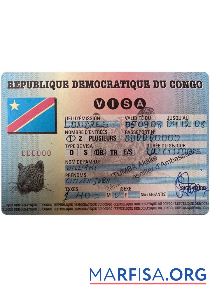 Downloadable Congo entry visa template